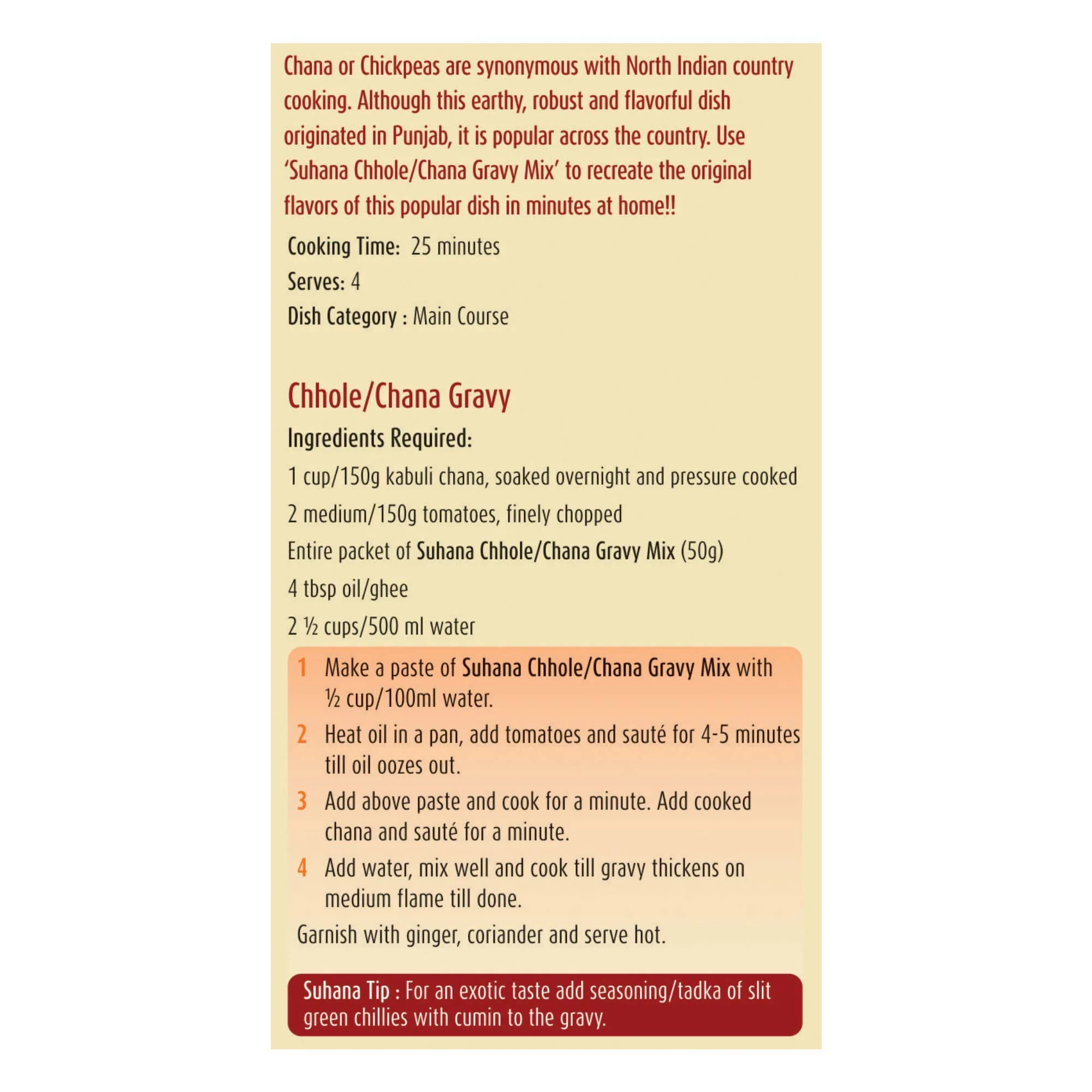 Suhana Chhole Chana Gravy Spice Mix Pouch - Image 4
