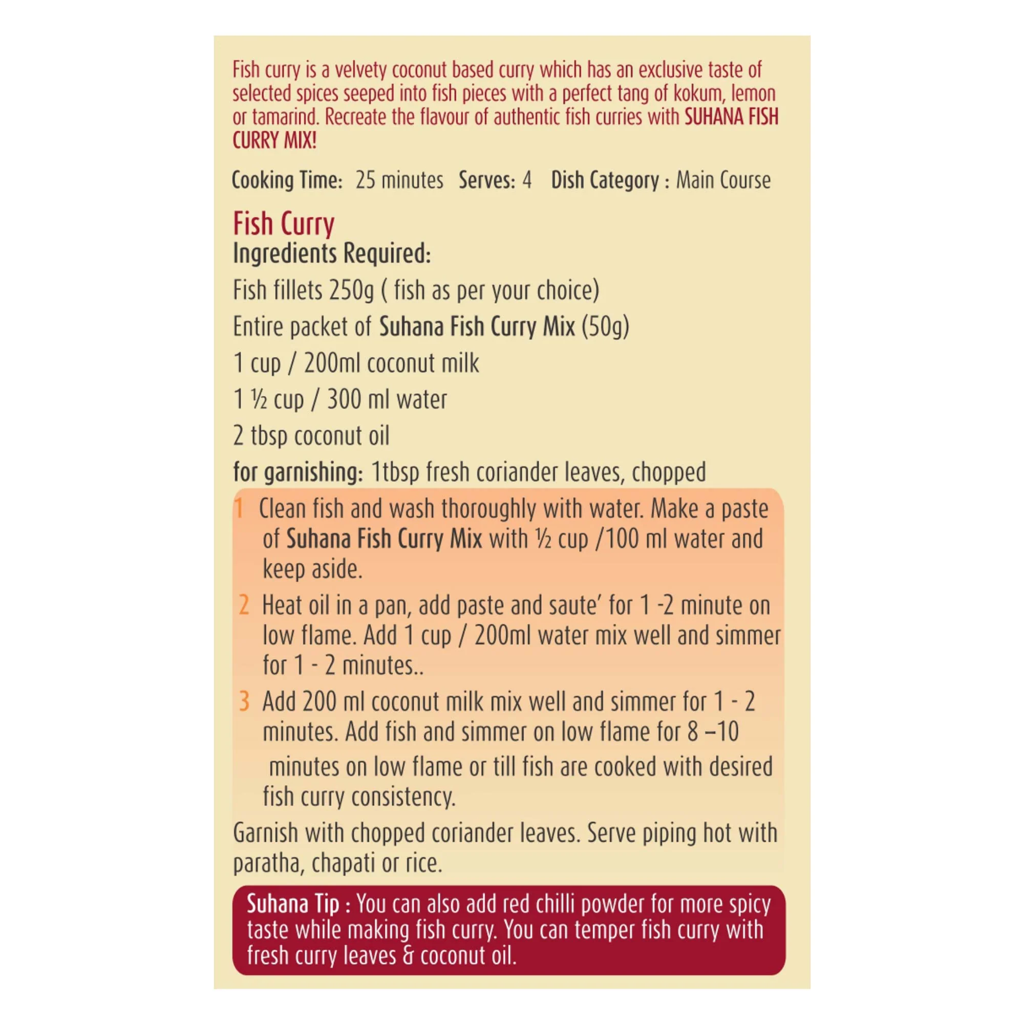Suhana Fish Curry Spice Mix Pouch - Image 4