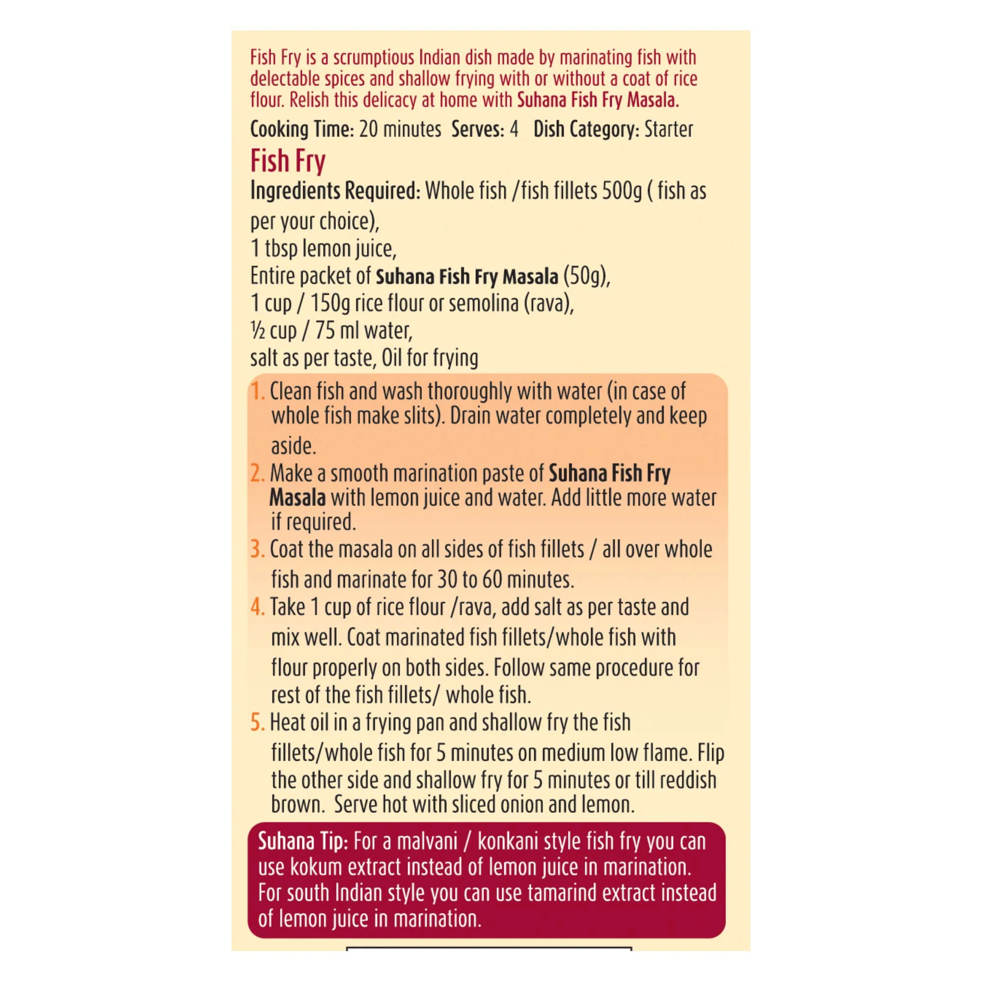 Suhana Fish Fry Spice Mix Pouch - Image 4