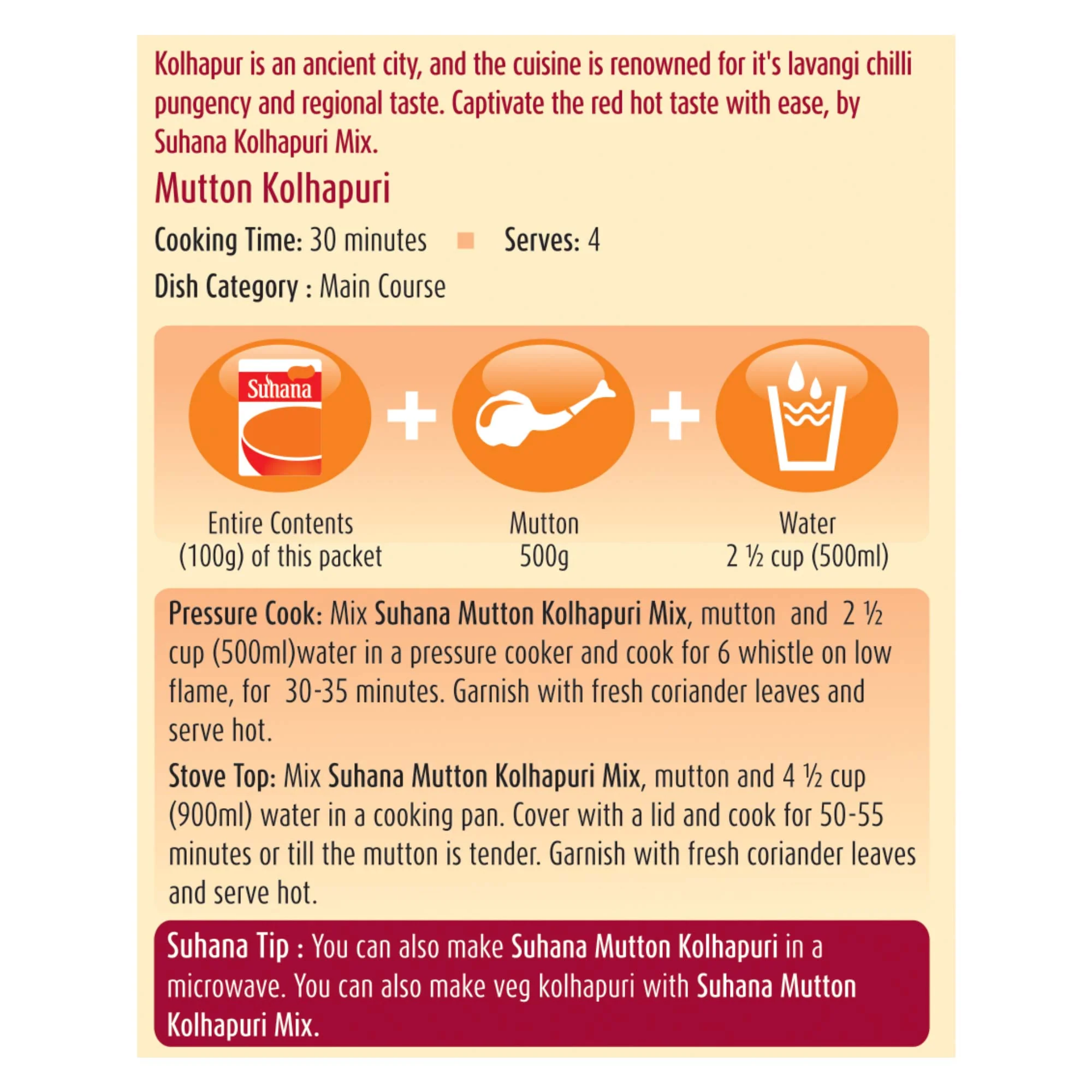 Suhana Mutton Kolhapuri Spice Mix Pouch - Image 4