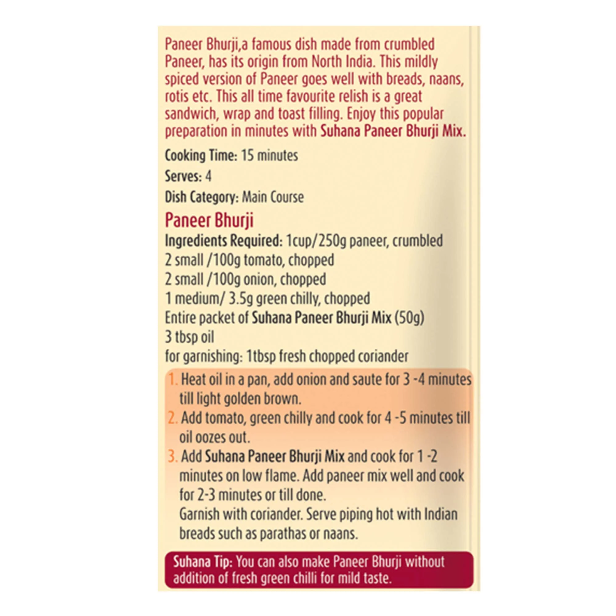 Suhana Paneer Bhurji Mix Pouch - Image 4