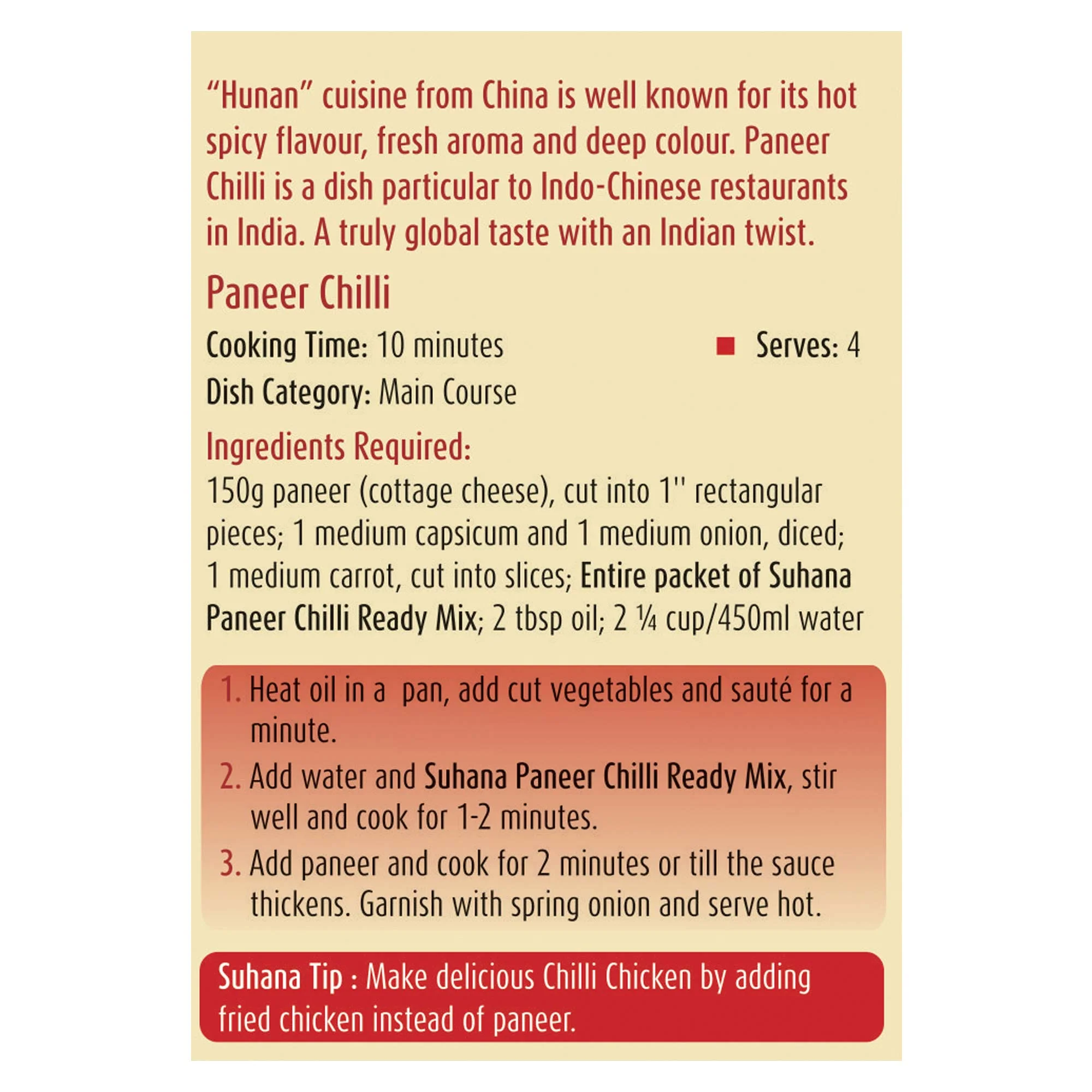 Suhana Ready-to-cook Paneer Chilli Gravy Ready Mix 50g Pouch - Image 5