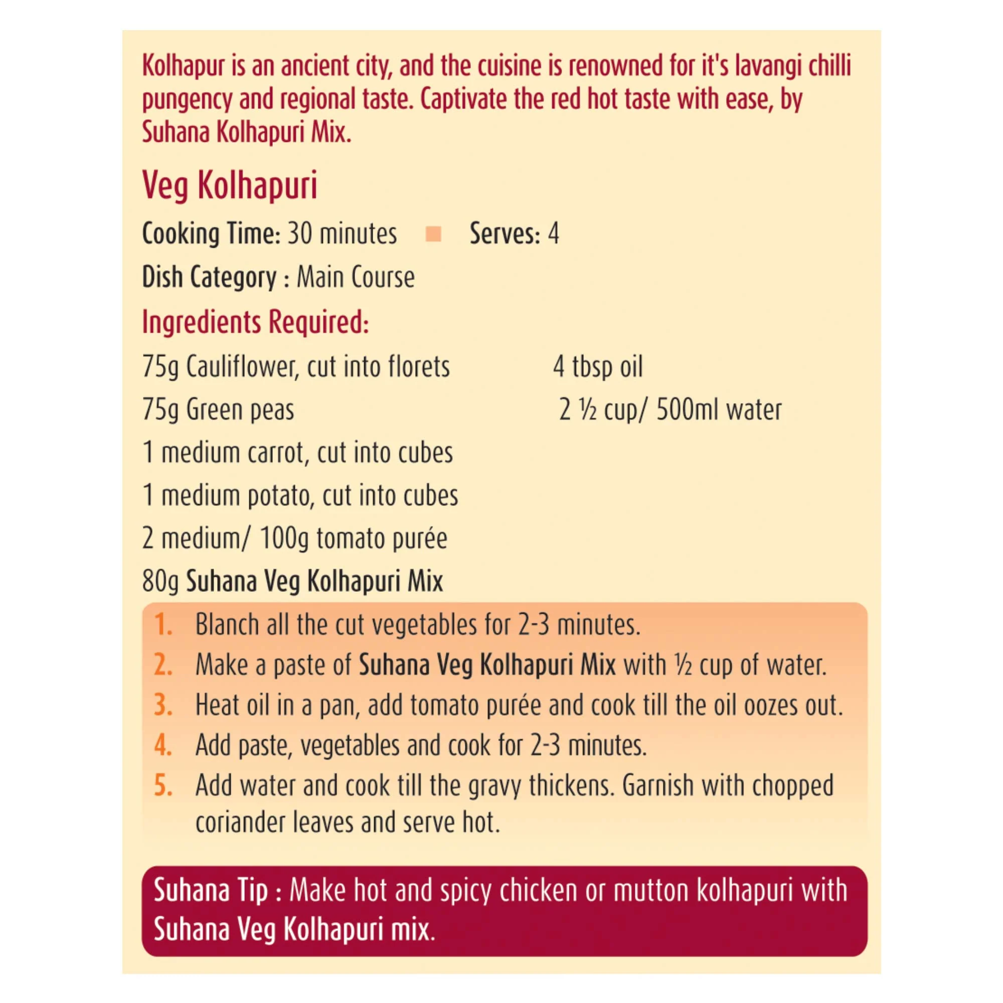 Suhana Veg Kolhapuri Spice Mix Pouch - Image 4